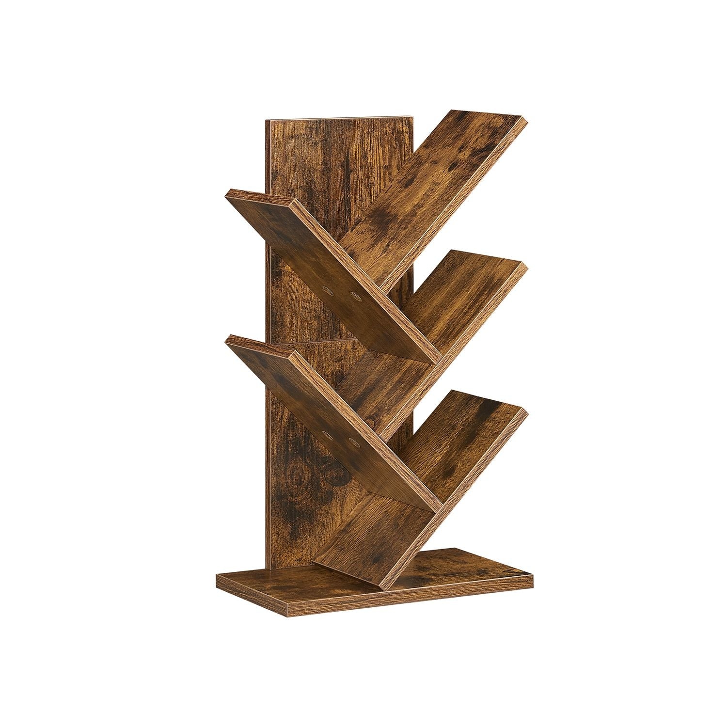 Bibliothèque arbre avec étagères à 5 niveaux blanc nuage - Marron Rustique