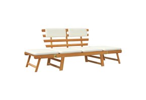 vidaXL Tuinbank met kussens 2-in-1 190 cm massief acaciahout