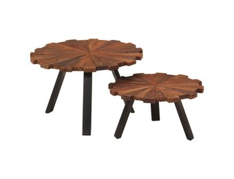 vidaXL Salontafels 2 st massief gerecycled hout en ijzer