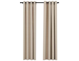 vidaXL Gordijnen linnen-look verduisterend ogen 2 st 140x245 cm beige