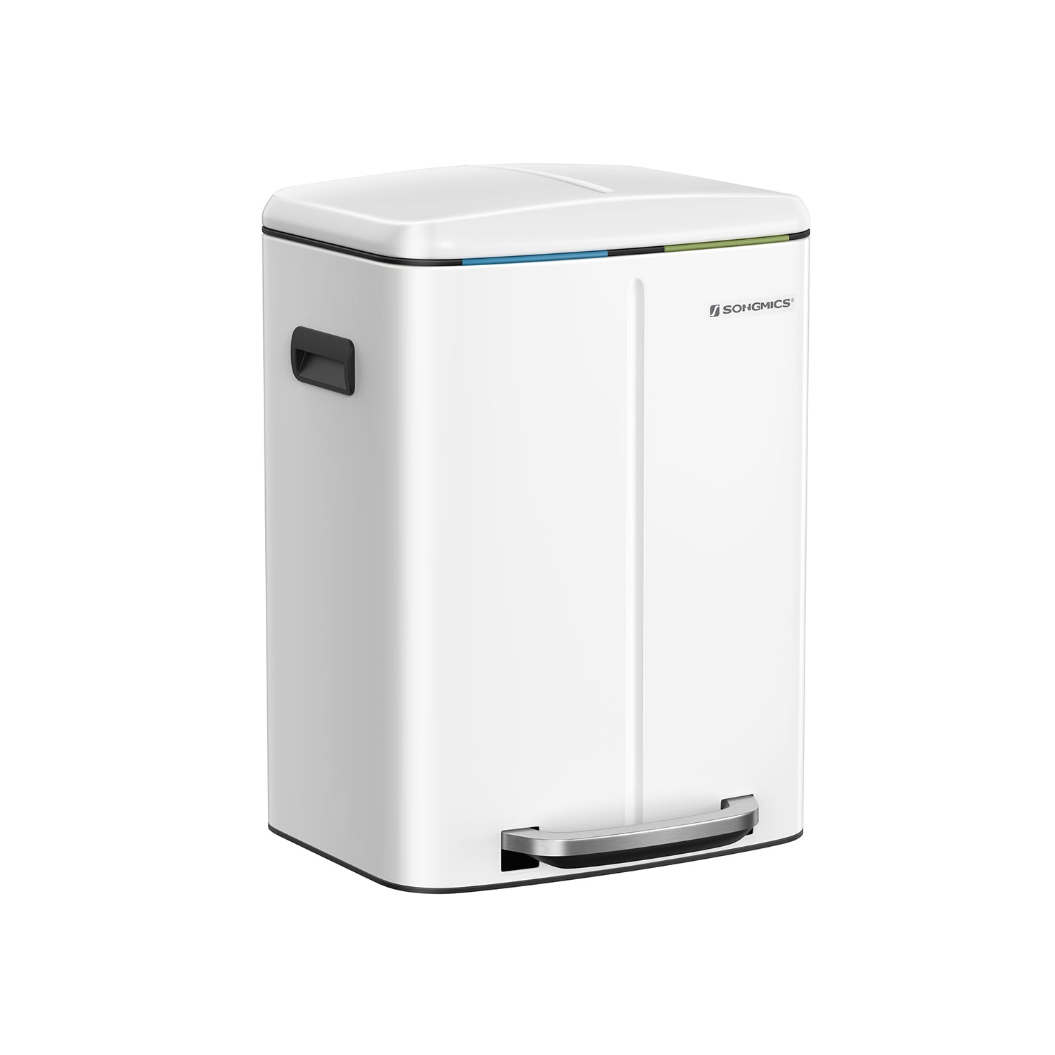 Vuilnisbak van 40L met 2 compartimenten - Wit