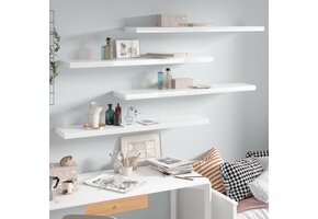 vidaXL Wandschappen zwevend 4 st 120x23,5x3,8 cm MDF hoogglans wit