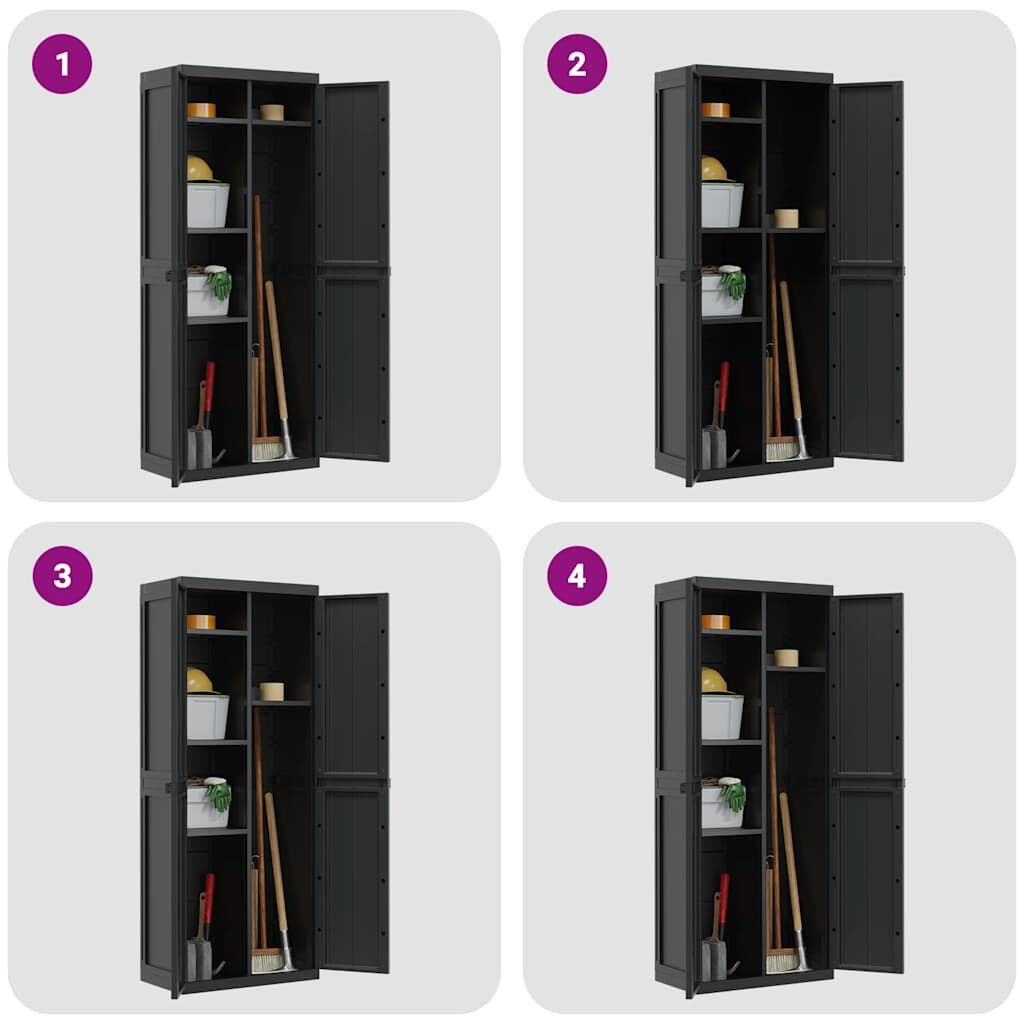 vidaXL Tuinkast 65x37x165 cm polypropeen zwart