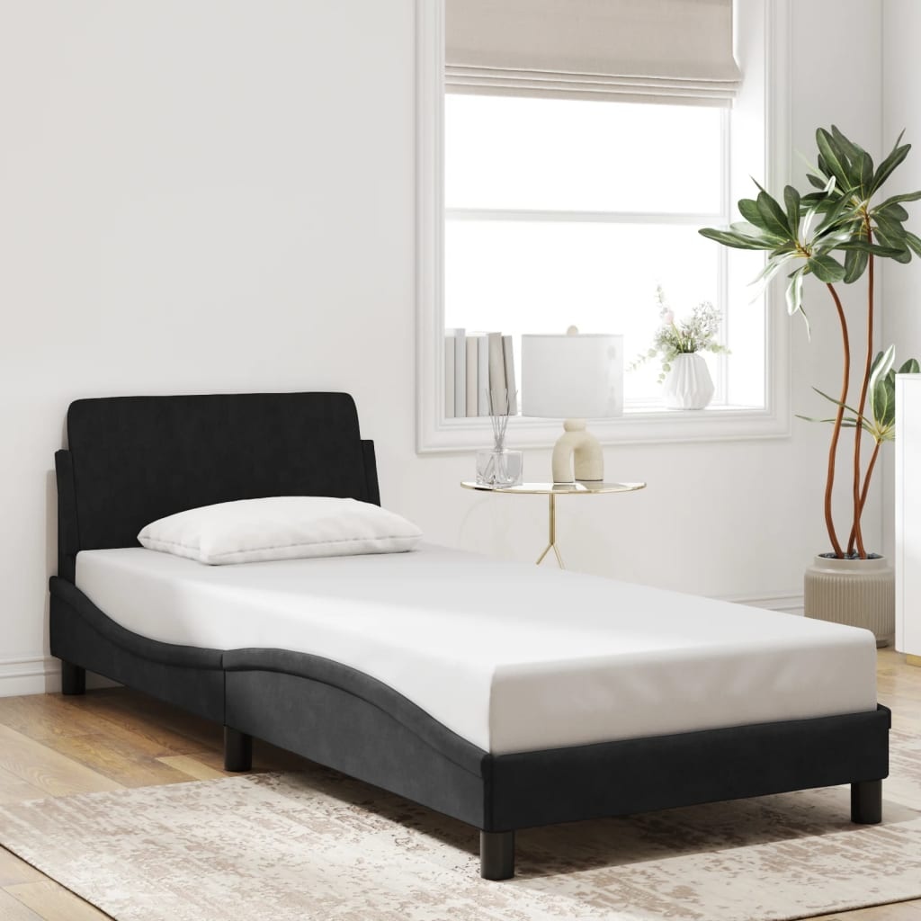 vidaXL Bedframe met hoofdeinde zonder matras 90x200 cm fluweel zwart