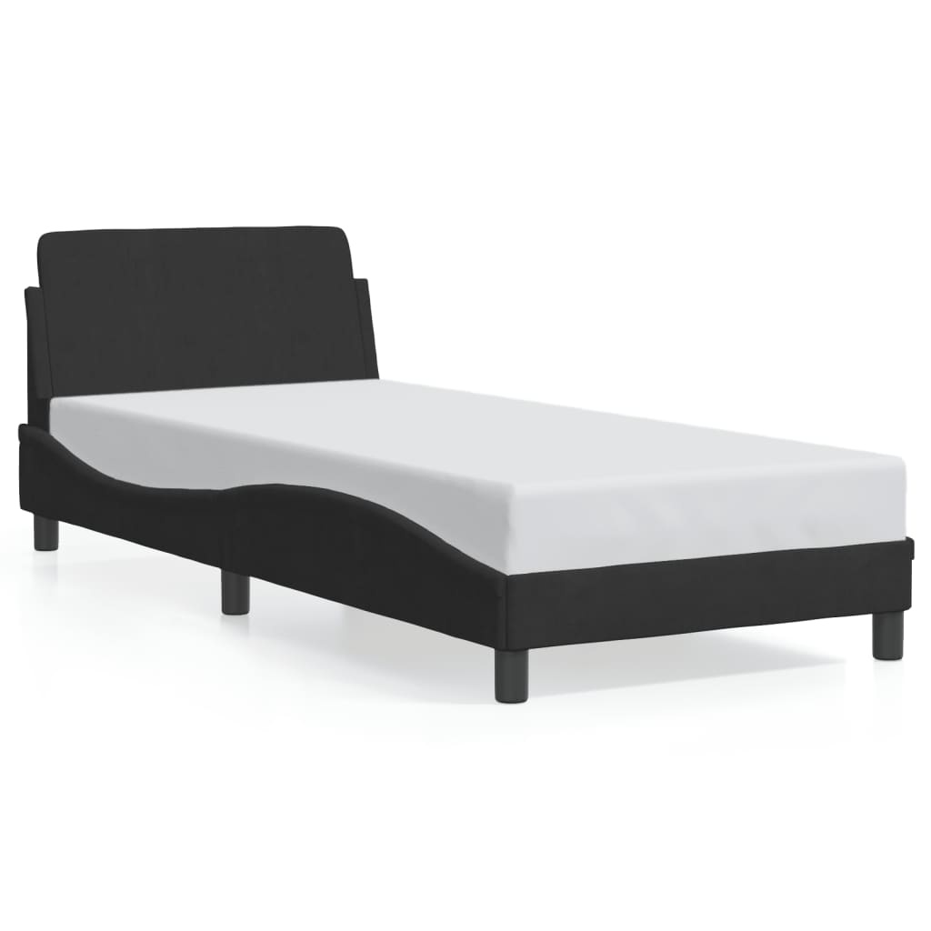 vidaXL Bedframe met hoofdeinde zonder matras 90x200 cm fluweel zwart