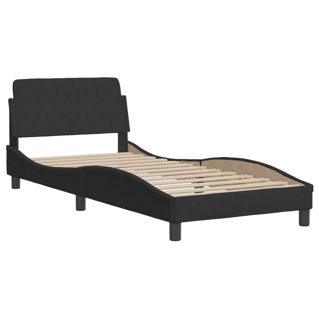vidaXL Bedframe met hoofdeinde zonder matras 90x200 cm fluweel zwart