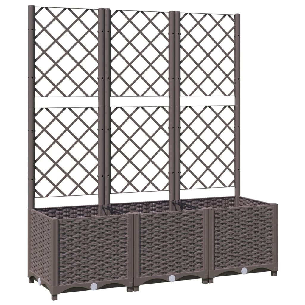 vidaXL Plantenbak met latwerk 120x40x136 cm polypropeen bruin