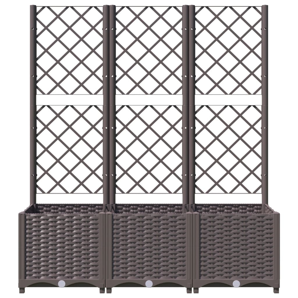 vidaXL Plantenbak met latwerk 120x40x136 cm polypropeen bruin