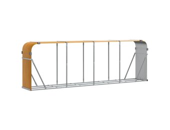 vidaXL Haardhoutopslag 300x45x100 cm gegalvaniseerd staal lichtbruin