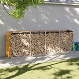 vidaXL Haardhoutopslag 300x45x100 cm gegalvaniseerd staal lichtbruin