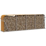 vidaXL Haardhoutopslag 300x45x100 cm gegalvaniseerd staal lichtbruin