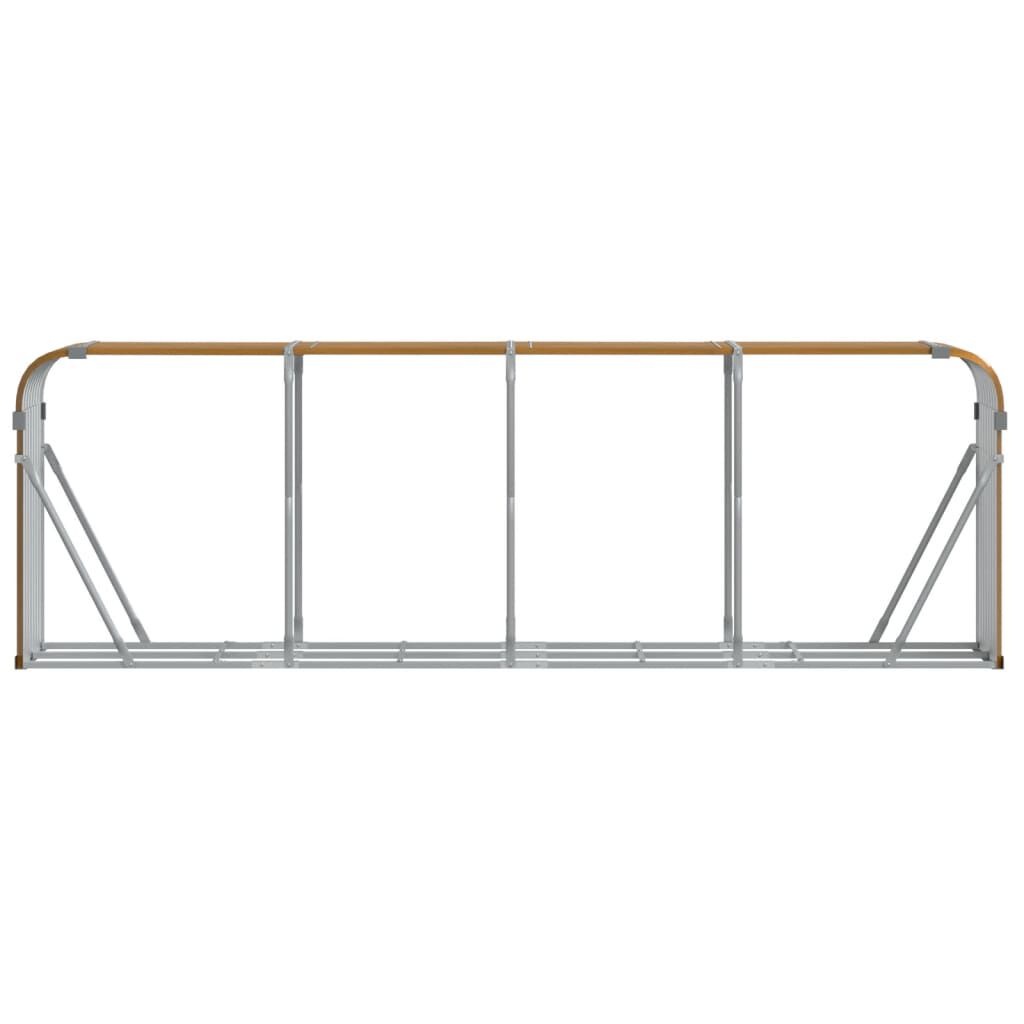vidaXL Haardhoutopslag 300x45x100 cm gegalvaniseerd staal lichtbruin