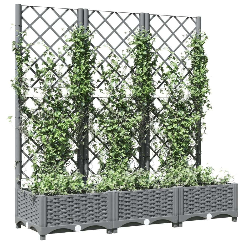 vidaXL Plantenbak met latwerk 120x40x121,5 cm polypropeen lichtgrijs