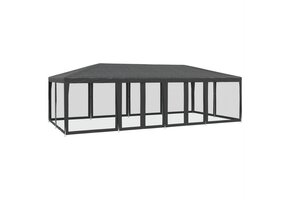 vidaXL Partytent met 12 mesh zijwanden 8x4 m HDPE antracietkleurig