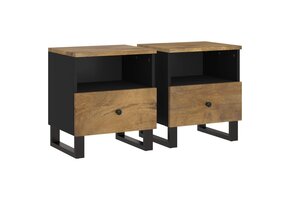 vidaXL Nachtkastjes 2 st massief mangohout en bewerkt hout