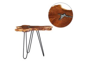vidaXL Salontafel 70x45 cm massief teakhout en polyresin