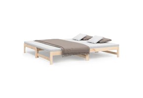 vidaXL Slaapbank uitschuifbaar 2x(80x200) cm massief grenenhout