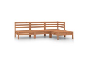 vidaXL 4-delige Loungeset massief grenenhout honingbruin