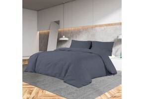 vidaXL Dekbedovertrekset 260x220 cm katoen antracietkleurig