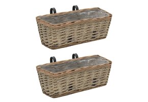 vidaXL Balkonbakken 2 st 40 cm wicker met PE-voering