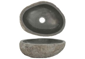 vidaXL Wastafel ovaal (29-38)x(24-31) cm riviersteen