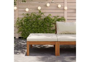 vidaXL Voetensteun met crèmewit kussen massief acaciahout