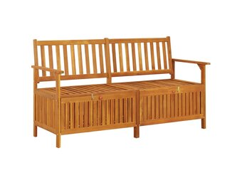 vidaXL Opbergbankje met kussen 148 cm massief acaciahout