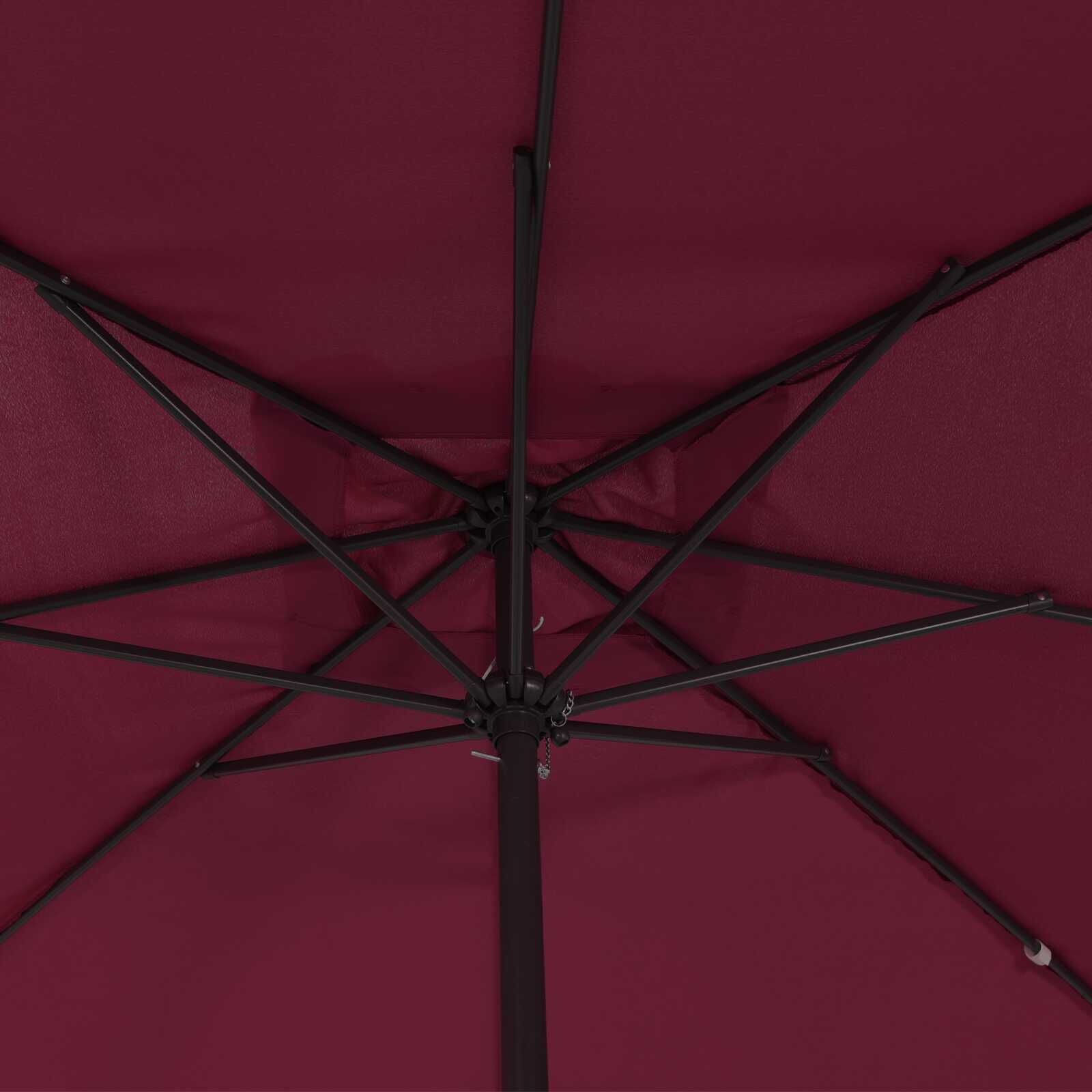 vidaXL Tuinparasol Rood, Zwart 295 x 295 x 245 cm Polyester, Staal