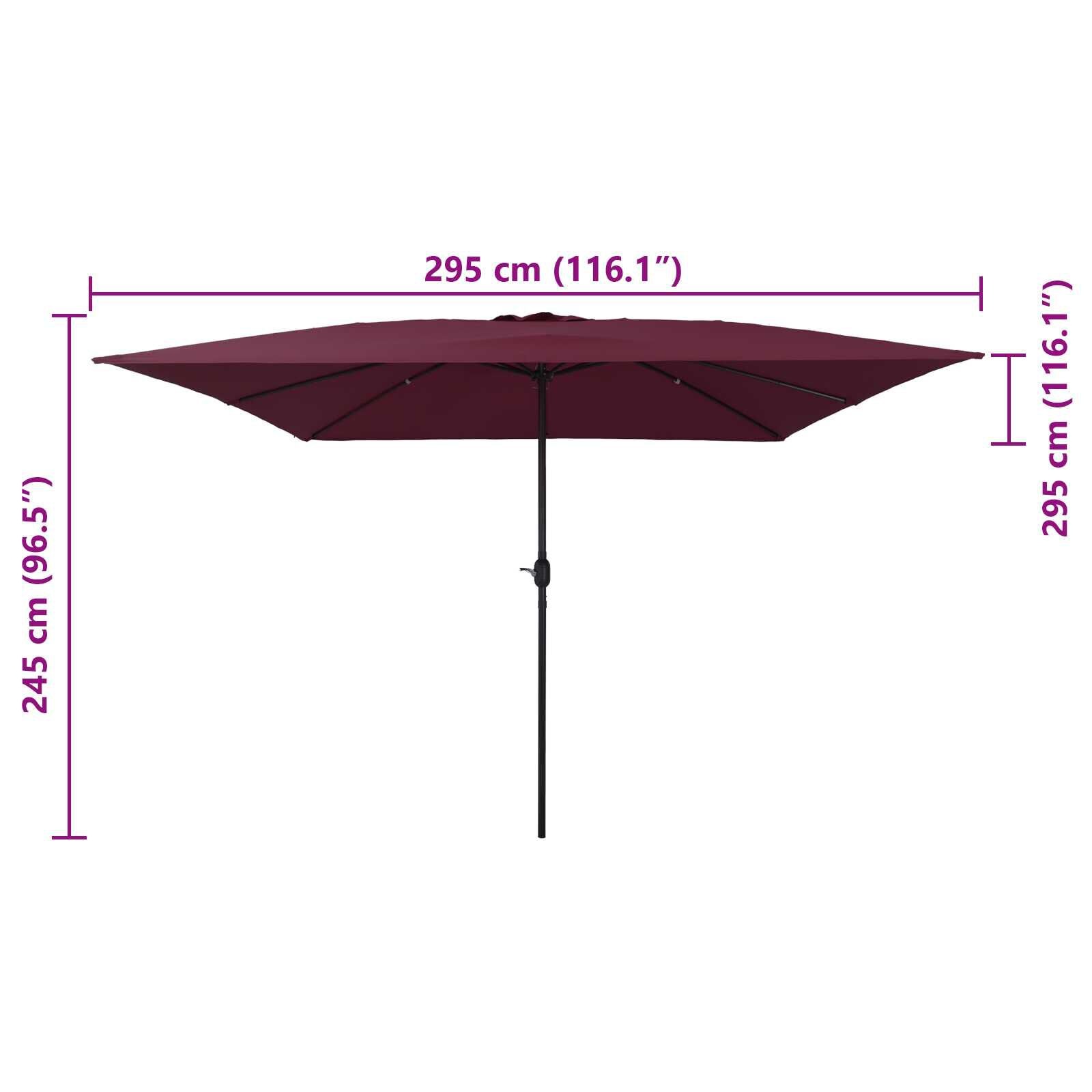 vidaXL Tuinparasol Rood, Zwart 295 x 295 x 245 cm Polyester, Staal