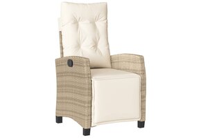 vidaXL Tuinstoel verstelbaar met voetensteun poly rattan beige