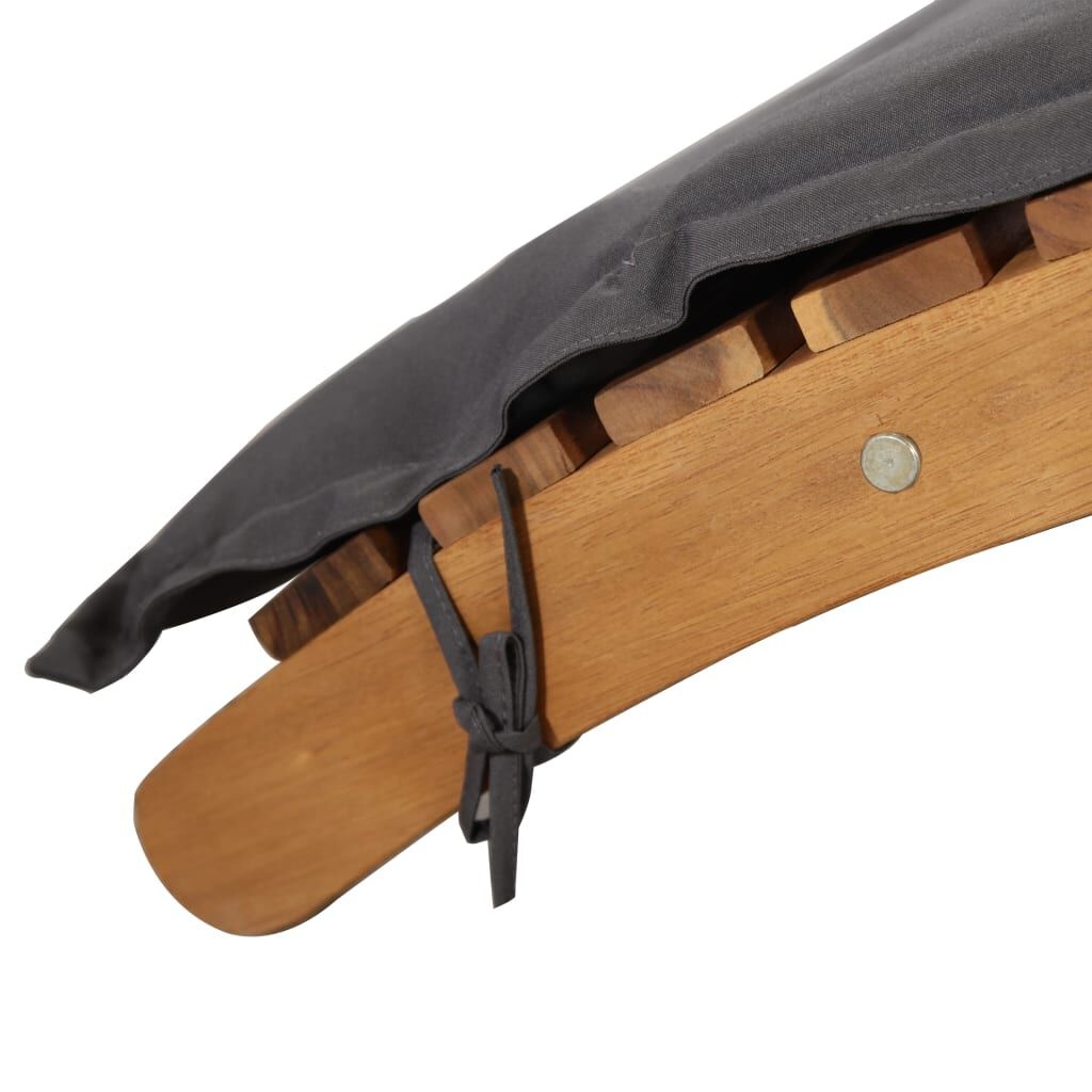 vidaXL Ligstoel met kussen massief acaciahout donkergrijs