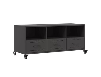 vidaXL Tv-meubel 100,5x39x43,5 cm staal zwart