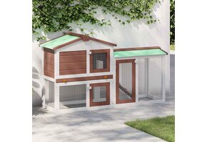 vidaXL Konijnenhok voor buiten groot 145x45x84 cm hout bruin en wit