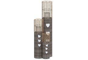 vidaXL Kaarsenhouders 3 st wicker grijs - Nu met 55% Korting!