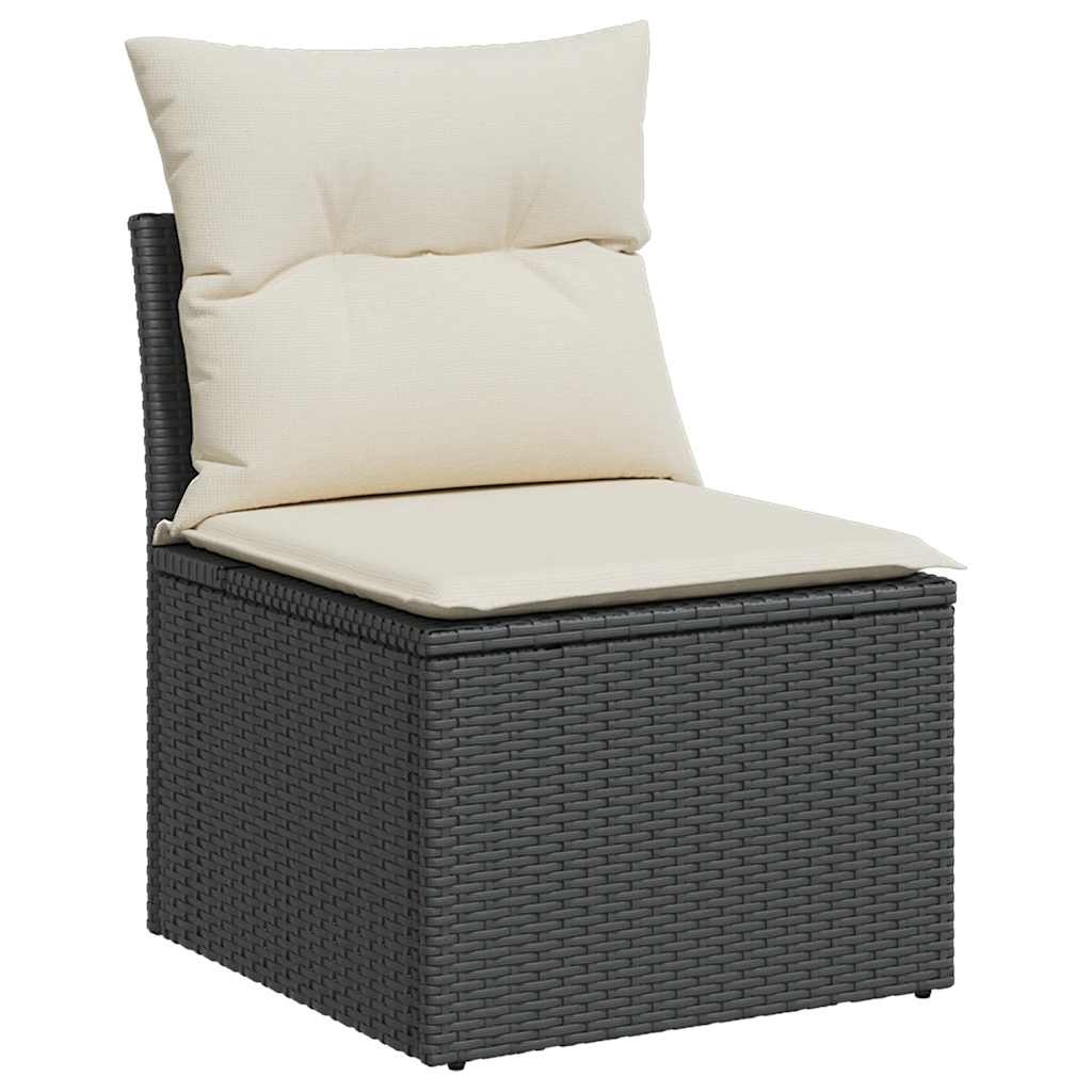vidaXL Zwarte Poly Rattan Tuinstoel met Kussens & Opberg - 51% Korting!