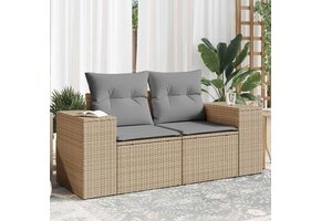 vidaXL Tuinbank 2-zits Poly Rattan Beige | 42% Korting