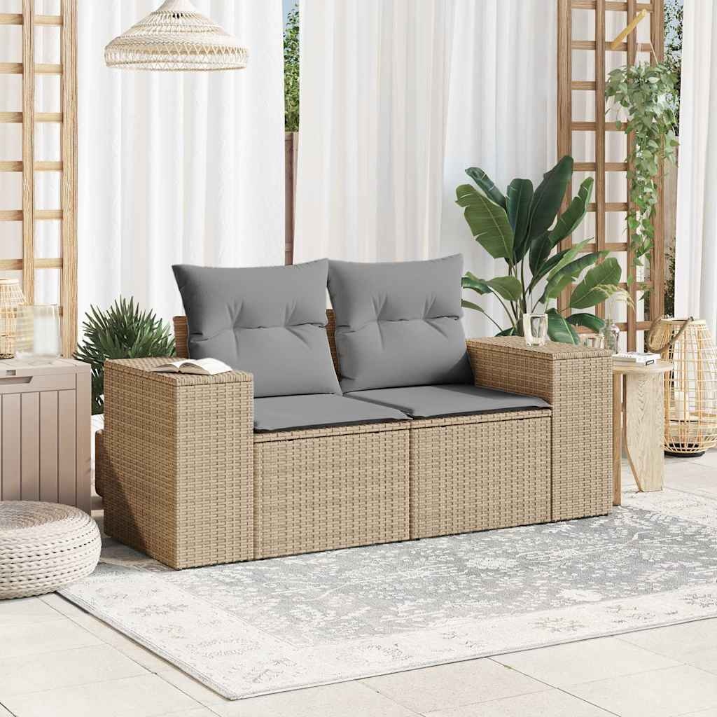 vidaXL Tuinbank 2-zits Poly Rattan Beige | 42% Korting