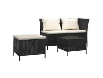 vidaXL Loungeset Zwart (62% Korting) - 3-delig met Kussens