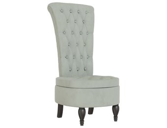 Lichtgrijze Stoel Hoge Rugleuning Fluweel - 40% Korting!