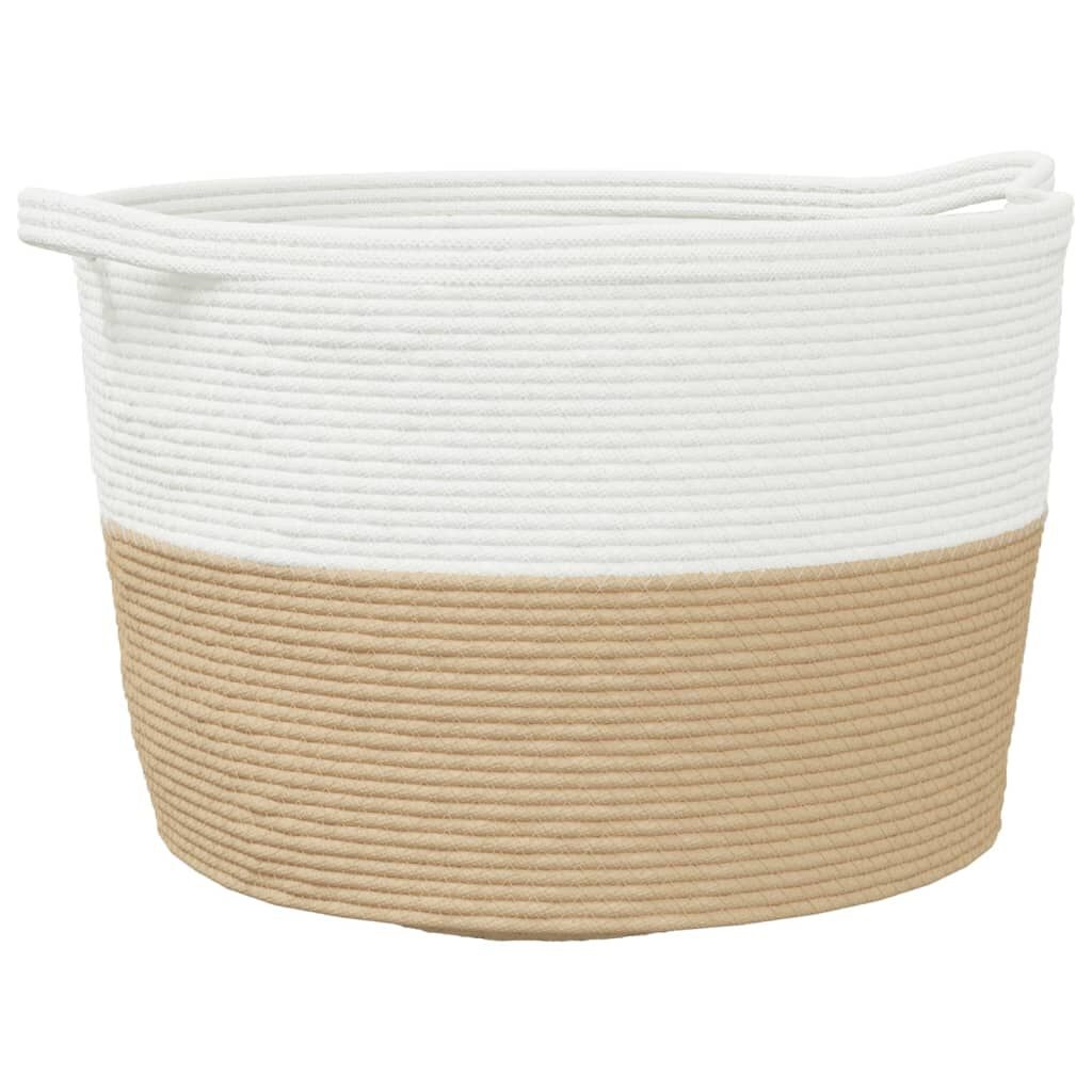 vidaXL Wasmand Katoen Beige/Wit - Nu met 40% Korting!