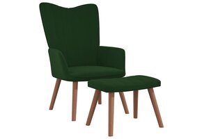 VidaXL Relaxstoel & Voetenbank Fluweel Donkergroen - 40% Korting!