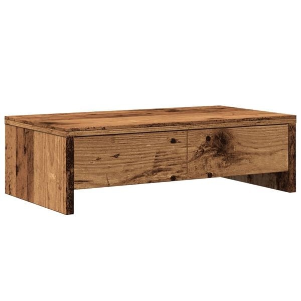VidaXL Monitorstandaard met Lades - 50x27x15 cm - Oud Hout - 40% Korting
