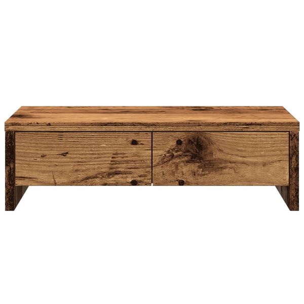 VidaXL Monitorstandaard met Lades - 50x27x15 cm - Oud Hout - 40% Korting