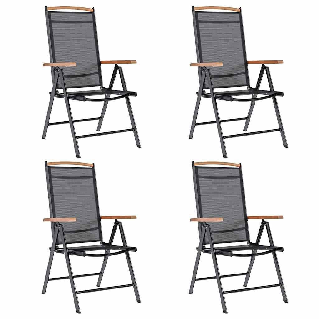VidaXL Tuinstoelen (4 st.) - Inklapbaar Aluminium & Textileen Zwart - 40% Korting