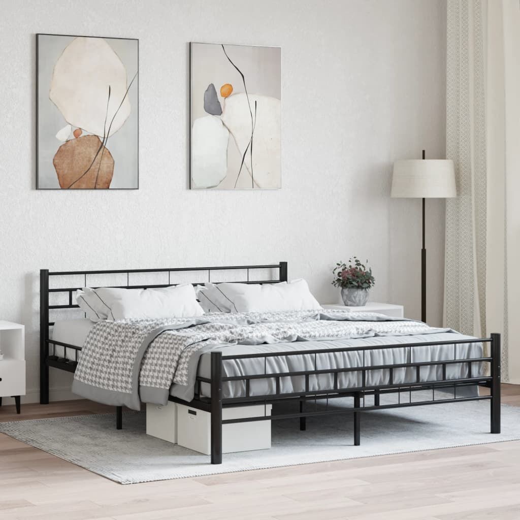 vidaXL Bedframe Staal Zwart 160x200 cm | 55% Korting