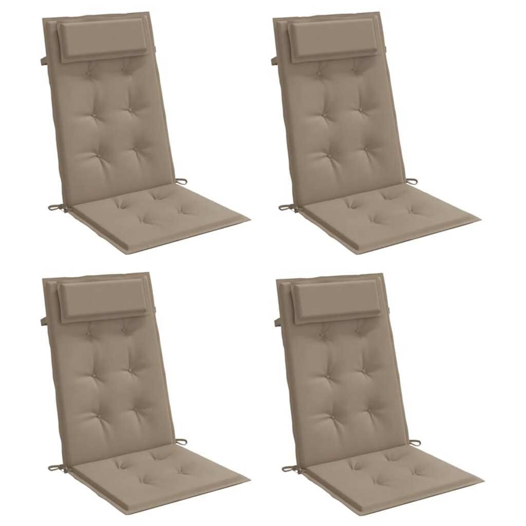 vidaXL Stoelkussens Hoge Rug Taupe (4 stuks) - 60% Korting!