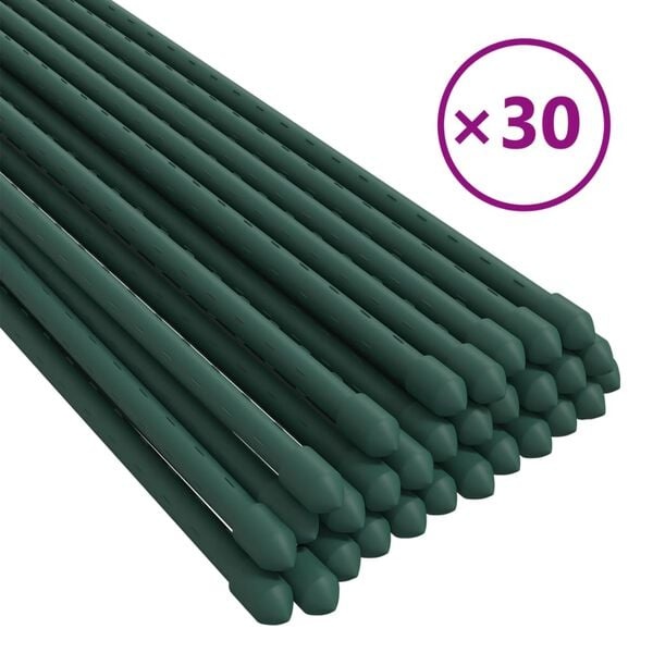 vidaXL Plantenstaken 30 stuks 115 cm Staal Groen | 40% Korting