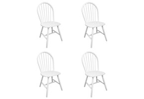 vidaXL Eetkamerstoelen 4 stuks wit, massief rubberwood - 60% korting!