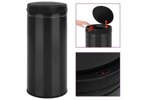 vidaXL Prullenbak Sensor 80L Zwart - Nu 40% Korting!