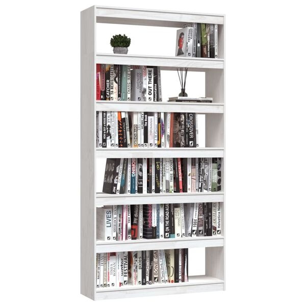 vidaXL Boekenkast/Kamerscherm - 100x30x200 cm Grenenhout Wit - 60% Korting!